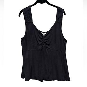 CANDIE’S - Black Ribbed Low Cut Flowy Tank Top Blouse
